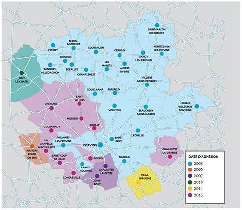 Carte des Communauté de Communes de Provins