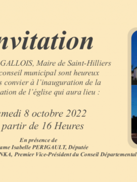 Invitation inauguration de la restauration de l'église